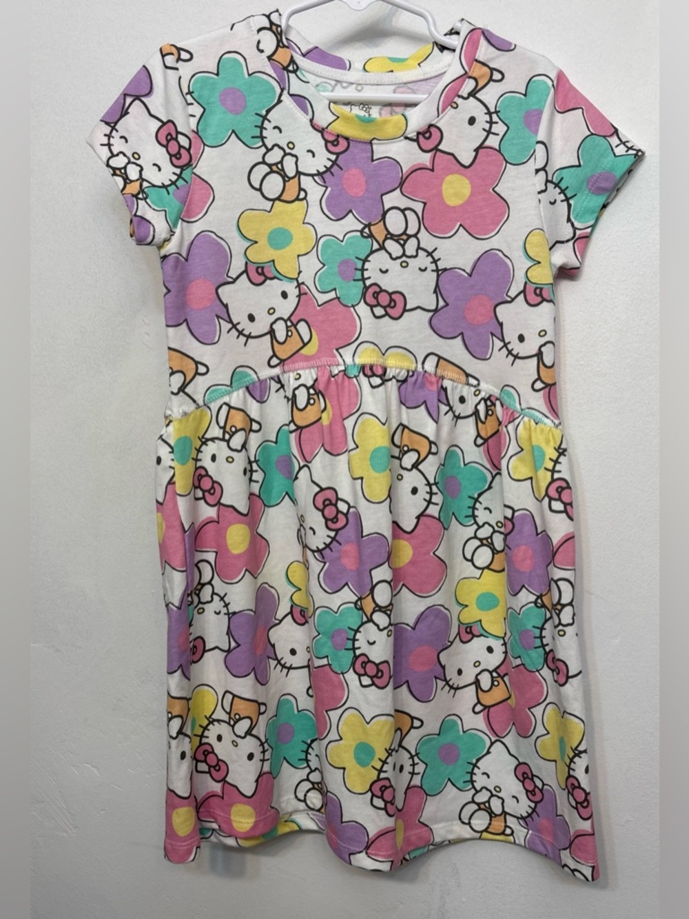 Hello Kitty by Sanrio Pastel Floral Short Sleeve Dress Girls Size Small 6-6x